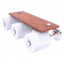 Allied Brass QN-35-3S-IRW-PC - Que New Collection Horizontal Reserve 3 Roll Toilet Paper Holder with Wood Shelf - Polished Chrome