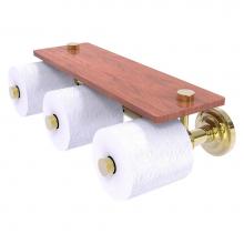Allied Brass QN-35-3S-IRW-UNL - Que New Collection Horizontal Reserve 3 Roll Toilet Paper Holder with Wood Shelf - Unlacquered Bra