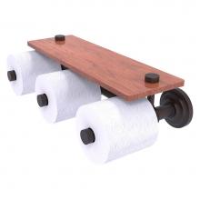 Allied Brass QN-35-3S-IRW-VB - Que New Collection Horizontal Reserve 3 Roll Toilet Paper Holder with Wood Shelf - Venetian Bronze