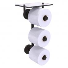 Allied Brass QN-35-3VS-ORB - Que New Collection 3 Roll Toilet Paper Holder with Glass Shelf - Oil Rubbed Bronze