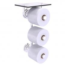 Allied Brass QN-35-3VS-PC - Que New Collection 3 Roll Toilet Paper Holder with Glass Shelf - Polished Chrome