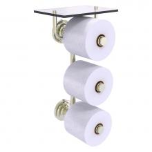 Allied Brass QN-35-3VS-PNI - Que New Collection 3 Roll Toilet Paper Holder with Glass Shelf - Polished Nickel