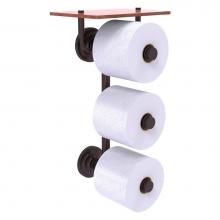 Allied Brass QN-35-3VS-IRW-ABZ - Que New Collection 3 Roll Toilet Paper Holder with Wood Shelf - Antique Bronze