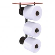 Allied Brass QN-35-3VS-IRW-ORB - Que New Collection 3 Roll Toilet Paper Holder with Wood Shelf - Oil Rubbed Bronze
