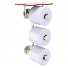 Allied Brass QN-35-3VS-IRW-PNI - Que New Collection 3 Roll Toilet Paper Holder with Wood Shelf - Polished Nickel