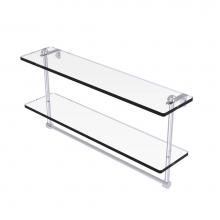 Allied Brass RC-2/22TB-SCH - 22 Inch Two Tiered Glass Shelf with Integrated Towel Bar