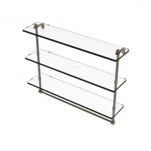Allied Brass RC-5/16TB-ABR - 16 Inch Triple Tiered Glass Shelf with Integrated Towel Bar