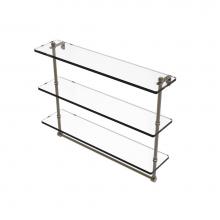 Allied Brass RC-5/22TB-ABR - 22 Inch Triple Tiered Glass Shelf with Integrated Towel Bar