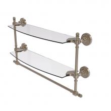 Allied Brass RD-34TB/18-PEW - Retro Dot Collection 18 Inch Two Tiered Glass Shelf with Integrated Towel Bar