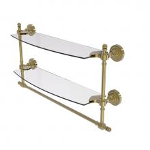 Allied Brass RD-34TB/18-UNL - Retro Dot Collection 18 Inch Two Tiered Glass Shelf with Integrated Towel Bar