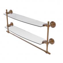 Allied Brass RD-34TB/24-BBR - Retro Dot Collection 24 Inch Two Tiered Glass Shelf with Integrated Towel Bar
