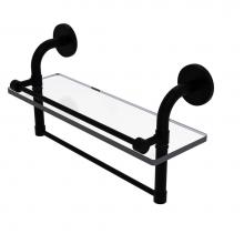 Allied Brass RM-1-16TB-GAL-BKM - Remi Collection 16 Inch Gallery Glass Shelf with Towel Bar