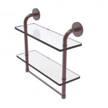Allied Brass RM-2-16TB-CA - Remi Collection 16 Inch Two Tiered Glass Shelf with Integrated Towel Bar