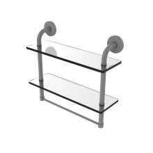 Allied Brass RM-2-16TB-GYM - Remi Collection 16 Inch Two Tiered Glass Shelf with Integrated Towel Bar