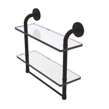 Allied Brass RM-2-16TB-ORB - Remi Collection 16 Inch Two Tiered Glass Shelf with Integrated Towel Bar