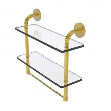 Allied Brass RM-2-16TB-PB - Remi Collection 16 Inch Two Tiered Glass Shelf with Integrated Towel Bar