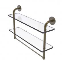 Allied Brass RM-2-22TB-ABR - Remi Collection 22 Inch Two Tiered Glass Shelf with Integrated Towel Bar
