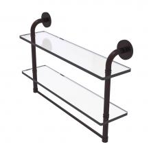 Allied Brass RM-2-22TB-ABZ - Remi Collection 22 Inch Two Tiered Glass Shelf with Integrated Towel Bar