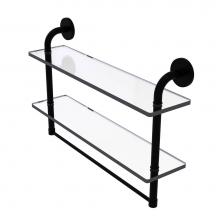 Allied Brass RM-2-22TB-BKM - Remi Collection 22 Inch Two Tiered Glass Shelf with Integrated Towel Bar