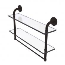 Allied Brass RM-2-22TB-ORB - Remi Collection 22 Inch Two Tiered Glass Shelf with Integrated Towel Bar