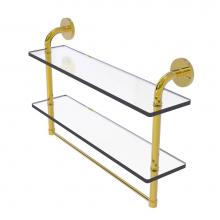 Allied Brass RM-2-22TB-PB - Remi Collection 22 Inch Two Tiered Glass Shelf with Integrated Towel Bar
