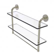 Allied Brass RM-2-22TB-PNI - Remi Collection 22 Inch Two Tiered Glass Shelf with Integrated Towel Bar