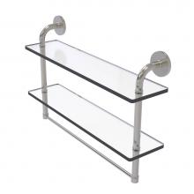 Allied Brass RM-2-22TB-SN - Remi Collection 22 Inch Two Tiered Glass Shelf with Integrated Towel Bar