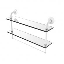 Allied Brass RM-2-22TB-WHM - Remi Collection 22 Inch Two Tiered Glass Shelf with Integrated Towel Bar
