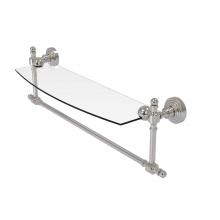 Allied Brass RW-33TB/18-SN - Retro Wave Collection 18 Inch Glass Vanity Shelf with Integrated Towel Bar