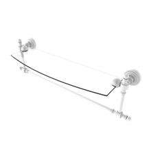 Allied Brass RW-33TB/18-WHM - Retro Wave Collection 18 Inch Glass Vanity Shelf with Integrated Towel Bar