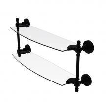 Allied Brass RW-34/18-BKM - Retro Wave Collection 18 Inch Two Tiered Glass Shelf