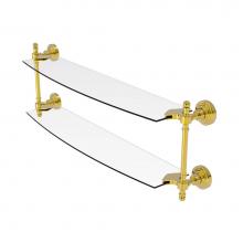 Allied Brass RW-34/24-PB - Retro Wave Collection 24 Inch Two Tiered Glass Shelf
