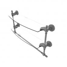 Allied Brass RW-34TB/18-GYM - Retro Wave Collection 18 Inch Two Tiered Glass Shelf with Integrated Towel Bar