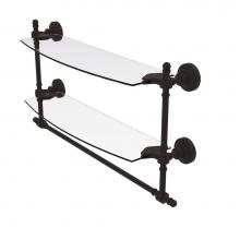 Allied Brass RW-34TB/18-ORB - Retro Wave Collection 18 Inch Two Tiered Glass Shelf with Integrated Towel Bar