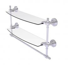 Allied Brass RW-34TB/18-PC - Retro Wave Collection 18 Inch Two Tiered Glass Shelf with Integrated Towel Bar