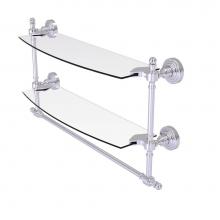 Allied Brass RW-34TB/18-SCH - Retro Wave Collection 18 Inch Two Tiered Glass Shelf with Integrated Towel Bar