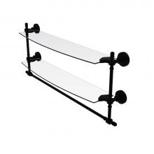 Allied Brass RW-34TB/24-CA - Retro Wave Collection 24 Inch Two Tiered Glass Shelf with Integrated Towel Bar