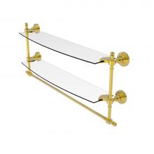 Allied Brass RW-34TB/24-PB - Retro Wave Collection 24 Inch Two Tiered Glass Shelf with Integrated Towel Bar