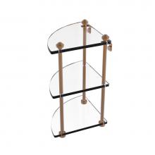 Allied Brass SB-6-BBR - Southbeach Collection Three Tier Corner Glass Shelf