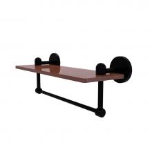Allied Brass TA-1TB-16-IRW-BKM - Tango Collection 16 Inch Solid IPE Ironwood Shelf with Integrated Towel Bar