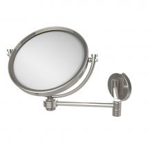 Allied Brass WM-6G/4X-PNI - 8 Inch Wall Mounted Extending Make-Up Mirror 4X Magnification with Groovy Accent