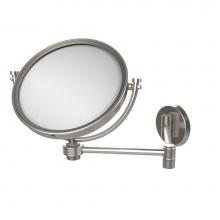 Allied Brass WM-6G/5X-SN - 8 Inch Wall Mounted Extending Make-Up Mirror 5X Magnification with Groovy Accent