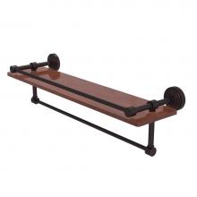 Allied Brass WP-1-22TB-GAL-IRW-ABZ - Waverly Place Collection 22 Inch IPE Ironwood Shelf with Gallery Rail and Towel Bar
