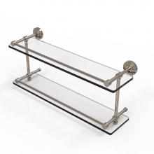 Allied Brass WP-2/22-GAL-PEW - Waverly Place 22 Inch Double Glass Shelf with Gallery Rail