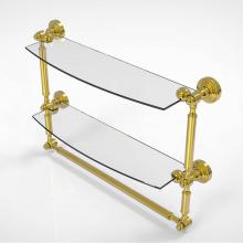 Allied Brass WP-34TB/18-PB - Waverly Place Collection 18 Inch Two Tiered Glass Shelf with Integrated Towel Bar