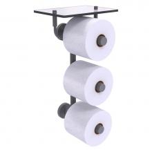 Allied Brass WP-35-3VS-GYM - Waverly Place Collection 3 Roll Toilet Paper Holder with Glass Shelf - Matte Gray