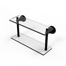 Allied Brass WS-2/16-BKM - Washing Square Collection 16 Inch Two Tiered Glass Shelf