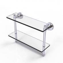 Allied Brass WS-2TB/16-PC - Washington Square Collection 16 Inch Two Tiered Glass Shelf with Integrated Towel Bar
