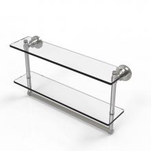 Allied Brass WS-2TB/22-SN - Washington Square Collection 22 Inch Two Tiered Glass Shelf with Integrated Towel Bar