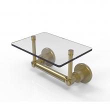Allied Brass WS-GLT-24-SBR - Washington Square Collection Two Post Toilet Tissue Holder with Glass Shelf